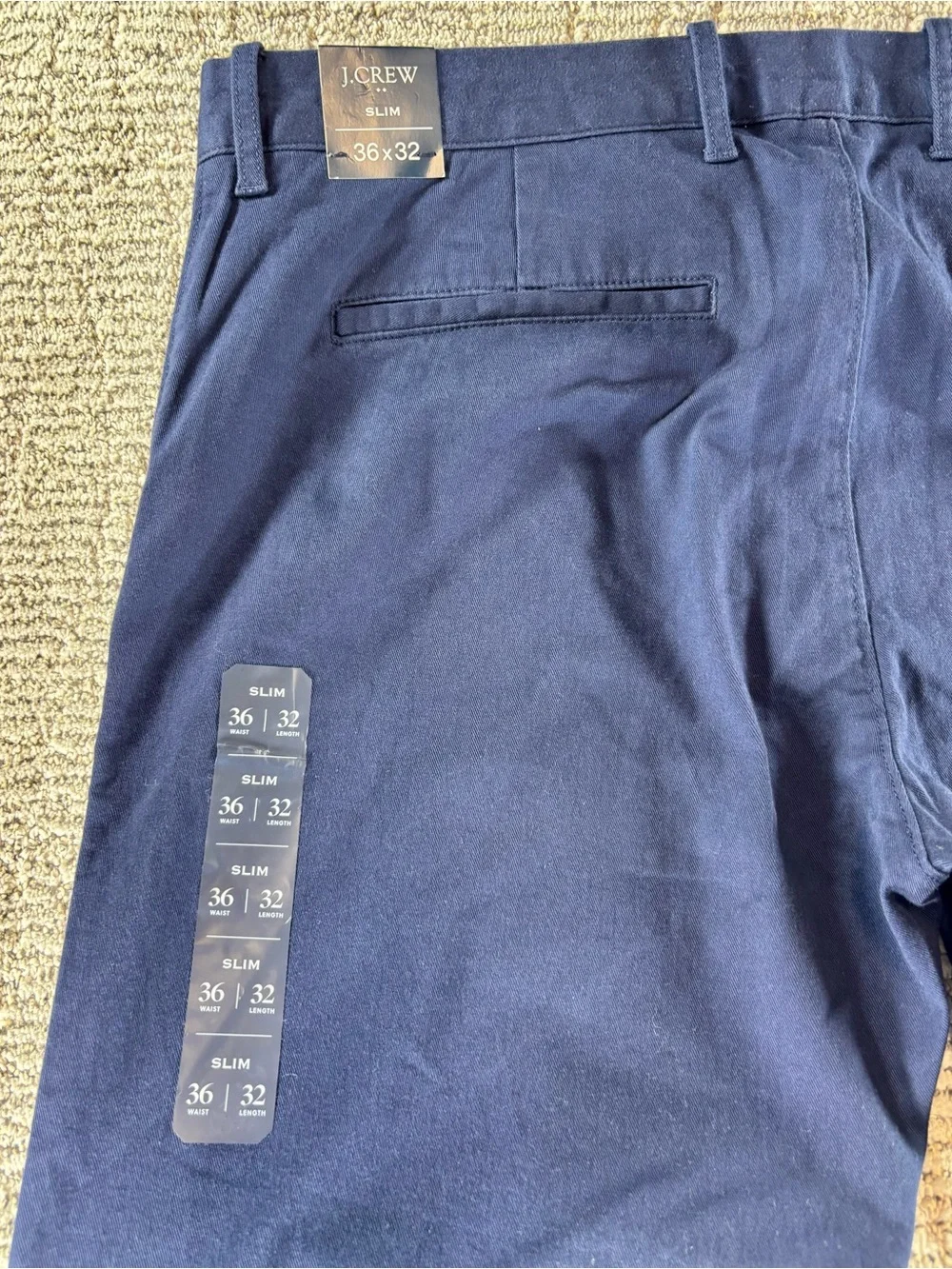 NWT J. Crew Flex Men’s Size 36/32 Navy Slim Fit Chino Pants